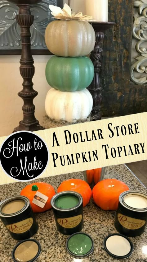 Check out how to make an inexpensive and eye catching fall decoration!  A topiary pumpkin is just what your home decor needs!  Dollar store crafts are always so satisfyingly cheap!  #fallcraftideas #fallcrafts #falldecor #falldecoration #pumpkins #pumpkincrafts #diy #craft #howto #dollarstore #dollartree #topiary Pumpkin Topiary Diy, Dollar Store Pumpkin, Outside Fall Decorations, Fall Craft Ideas, Topiary Diy, Dollar Tree Pumpkins, Fall Decor Dollar Tree, Pumpkin Topiary, Dollar Tree Fall