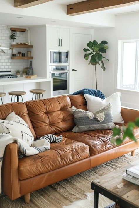 Leather Brown Couch Living Room Ideas, Tan Leather Sofa Living Room, Tan Couch Living Room, Leather Couch Living Room Decor, Tan Couch, Brown Leather Couch Living Room, Tan Leather Couch, Tan Leather Sofas, Leather Couches Living Room