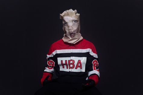 Image of Hood By Air 2014 Spring/Summer "MORPHING_HBA" Editorial Hip Hop Hooded Top With Screen Print, Hooded Top With Double-lined Hood For Streetwear, Hooded Dresses Runway, Hood By Air Runway, Helmet Hood, Jean Ideas, Street Brands, Trend Board, Hood By Air