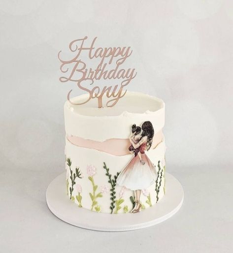 Mother Daughter Cake Design, Decor Tort, Minimalist Cake, Birthday Cake For Mom, Farsi Calligraphy, Beautiful Cake Designs, Edible Image Cake, Mothers Day Cake, Girl Cake