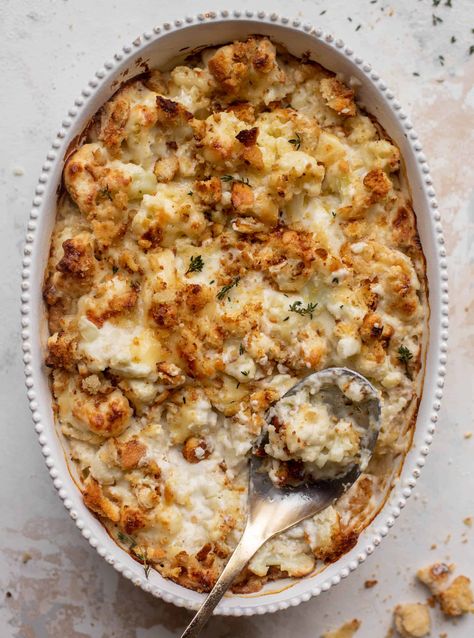 Modern Proper Brussel Sprout Gratin, Cauliflower Gruyere Gratin, Broccoli Gruyere Casserole, Interesting Veggie Sides, Gruyere Brussels Sprouts, Interesting Side Dishes, Cauliflower Cheese Recipes, Holiday Healthy Recipes, Christmas Eve Dishes