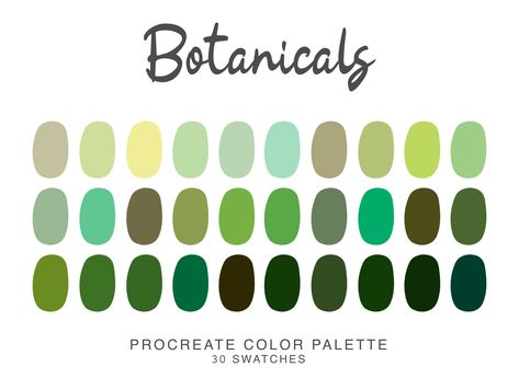 Plant botanical Procreate Color Palette, iPad Procreate Illustration, botanical color swatches for Procreate Art door VIBESLABEL op Etsy Plant Colour Palette, Plants Color Palette, Plant Color Palette, Procreate Etsy, Procreate Palettes, Color Palette Procreate, Drawing Outfits, Procreate Color Palette, Art Door