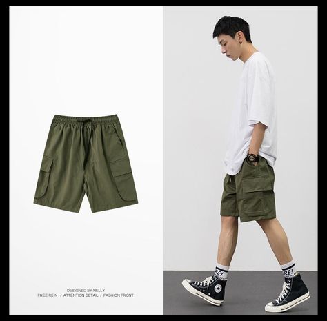 Short Pants Outfit Men, Short Hombre, Pants Inspiration, Man Store, Kpop Fashion Men, Lay Low, Short Pants Outfit, Overalls Shorts, Minimalist Fashion Men