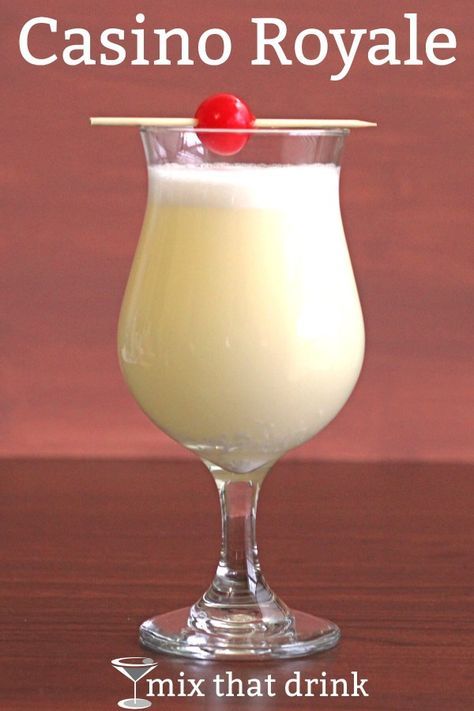 The Casino Royale cocktail was probably named after the first James Bond novel, and it has gin, lemon juice and maraschino liqueur. Plus an egg yolk, which adds a rich, silky texture to the drink. Party Outfit Plus Size, Maraschino Liqueur, Casino Party Foods, Poker Party, Casino Night Party, Casino Night, Casino Royale, Casino Theme Parties, An Egg