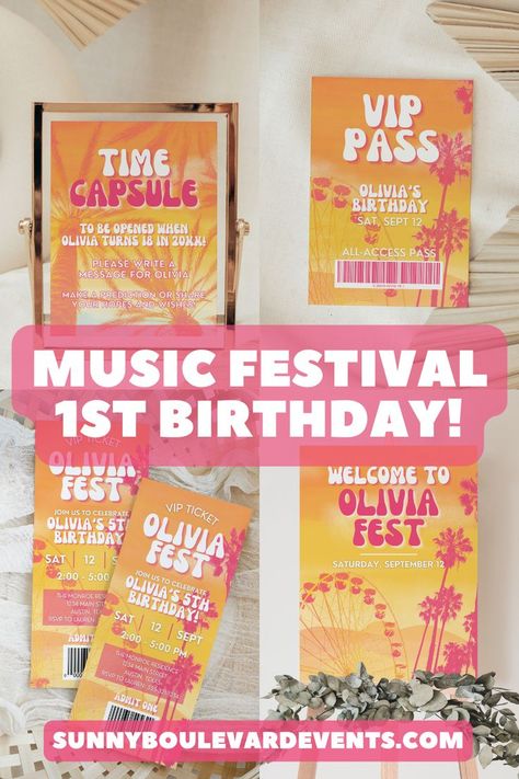 Groovy First Birthday, Coachella Theme, Festival Themed Party, Bday Party Invitations, Baby Party Ideas, 1st Birthday Theme, Festival Girls, Birthday Festival, Festival Theme