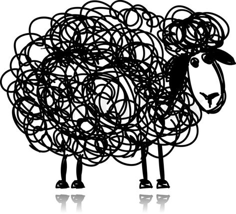 Sheep Sketch, Black Sheep Tattoo, Noir Tattoo, Sheep Tattoo, Sheep Drawing, Sheep Illustration, Funny Sheep, Sheep Art, Scribble Art