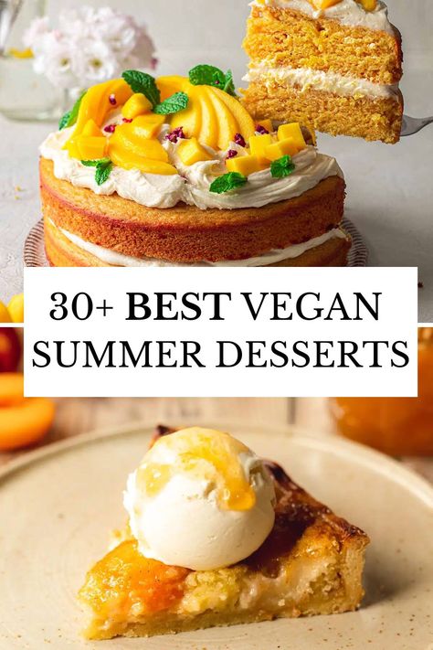 vegan summer desserts Vegan Bbq Dessert, Vegan Summer Dessert Recipes, Summer Desserts Vegan, Vegan Fruit Dessert, Vegan Summer Desserts, Vegetarian Dessert Recipes, Vegan Summer Dinner, Summer Baked Goods, Vegan Desserts Easy