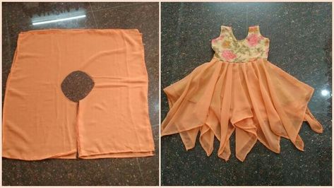 Frock Stitching Ideas For Kids, Baby Dress Design Sewing Patterns, Handkerchief Dress Pattern, Dress Stitching Ideas, Baby Frock Design, Kids Girls Dress, Kids Clothes Diy, Trendy Party Dresses, Kids Blouse Designs