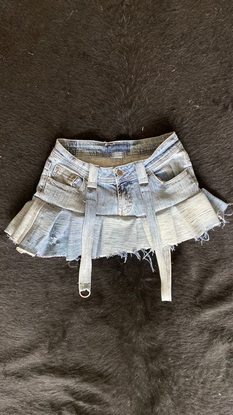 Reworked Denim Skirt, Mini Skirt Jeans, Denim Skirt Outfit Ideas, Drag Clothing, Black Denim Skirt Outfit, Diy Denim Skirt, With Love Always, Jeans Mini Skirt, Custom Skirt