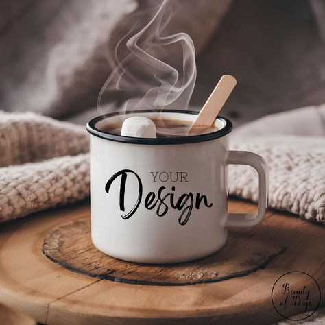 White Camping Mug Mockup, Hot Chocolate Mug Mock, Enamel Coffee Mug Mock, Cozy Indoor Backdrop, Blank Template, Digital File, Jpg, Pictorial Ideas, Digital Mockup, Mug Mockup, Camping Coffee, Hot Chocolate Mug, Camping Mug, White Enamel, Design Store, Jpg File