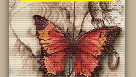 “Retro butterfly” – free cross stitch pattern - The Space of Stitching - Free cross stitch patterns Stained Glass Cross Stitch, Counted Cross Stitch Patterns Free, Free Cross Stitch Designs, Free Cross Stitch Pattern, Butterfly Cross Stitch Pattern, Free Cross Stitch Patterns, Unique Cross Stitch, Free Cross Stitch Charts, Retro Butterfly