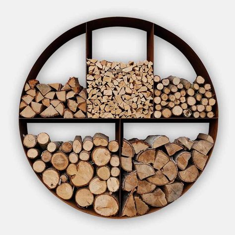 Log Store, Wood Store, Firewood Storage, Deco Nature, Corten Steel, Fireplace Design, Outdoor Fire, Wood Storage, Outdoor Fireplace