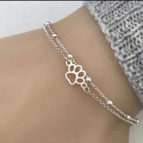 Newso Cute!! Calling All Pet Lovers, Paw Print Double Unisex Bracelet In Silver. Bracelet Has An Extension On The Clasp. Perfect As A Gift Or For Yourself. Suitable For Most Occasions. Suitable For All Ages. Nwt Paw Bracelet, Cute Paw Print, Paw Jewelry, Double Bracelet, Bracelet In Silver, Jewelry Bracelets Silver, Dog Jewelry, Unisex Bracelets, Heart Shape Pendant