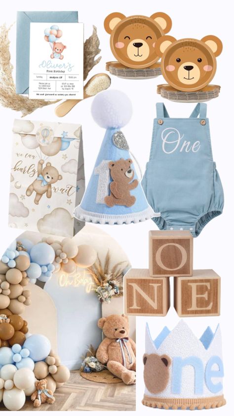 Beary First Birthday - Teddy Bear Themed Party Teddy Bear Birthday Theme, Bear Themed Party, Beary First Birthday, Teddy Bear Birthday Party, Baby First Birthday Themes, Boys First Birthday Party Ideas, Teddy Bear Party, Teddy Bear Birthday, Baby Birthday Themes