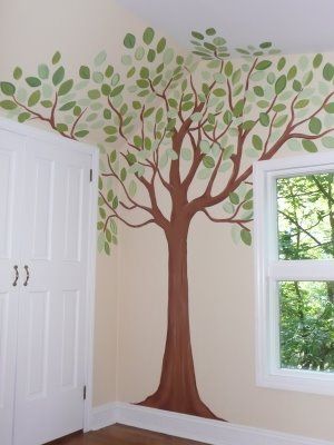 Murals & Faux Finishing - Tips, Advice, and Ideas: Nursery Tree Mural - How to Tree Mural Nursery, Tree Wall Painting, Simple Nursery, Tree Mural, Nursery Mural, Tree Nursery, Family Tree Wall, Small Room Design, House Design Photos