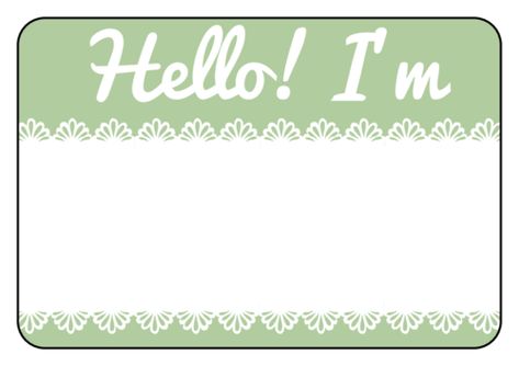 Green lace name tag template for events School Labels Printables, Name Tag Sticker, Hello Sticker, Name Tag Templates, Scallop Design, Tag Templates, Tag Sticker, Labels Printables Free, School Labels