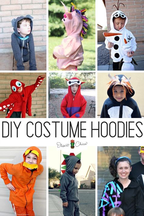 DIY Costume Hoodies are an awesome option for Halloween. There are lots of fun animal and geek options perfect as cosplay sweatshirt jackets too. #Halloween #Costumes #DIY Sweatshirt Hacks, Animal Costumes Diy, Hoodie Halloween Costumes, Animal Costumes For Kids, Diy Costumes Kids Boys, Halloween Costumes To Make, Sewing Tricks, Halloween Sewing, Hoodie Costume