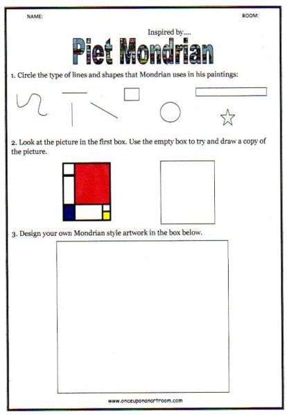 Free Art Download, Art Sub Lessons, Art Sub Plans, Classe D'art, Art Handouts, Mondrian Art, Art Worksheets, Art Curriculum, Elementary Art Projects