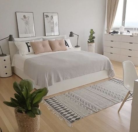 Minimalistic Bedroom, Scandinavian Bedroom Decor, Minimalist Bedroom Design, Small Room Bedroom, Simple Bedroom, Bedroom Decoration, White Bedroom, Modern Bed, Bedroom Themes