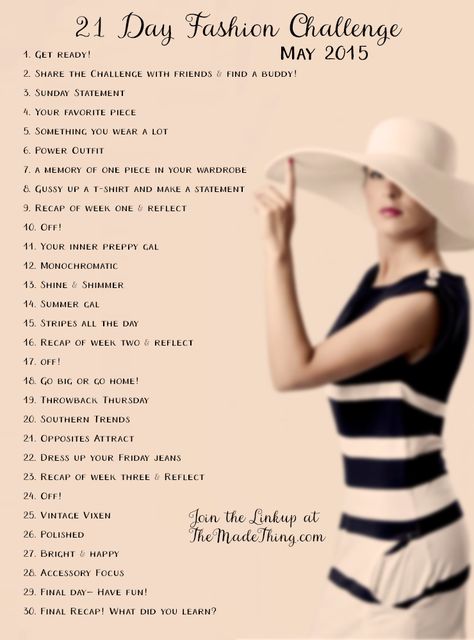 Are you looking to make the most of your wardrobe? Take part in the 21 Day Fashion Challenge starting tomorrow! Vogue Challenge, Fashion Challenge, Makeup Challenges, Style Challenge, Vintage Vogue, The Chic, One Piece, Vintage Fashion, Fashion Inspo