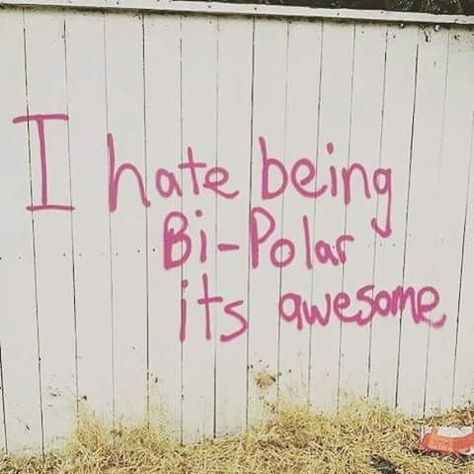 I hate being bipolar it's awesome. Graffiti Tagging, Struggle Is Real, On The Side, Pretty Words, Street Art, Graffiti, Funny Pictures, Life Quotes, Funny Memes