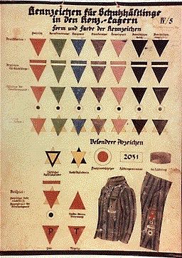 A chart of Prisoner Markings in the concentration camp system, this one taken from Dachau. Anne Frank, Jehovah's Witnesses, World History, Germany, History, Pink