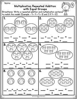 mathematics worksheets Equal Groups Multiplication, Multiplication As Repeated Addition, Math Multiplication Activities, Repeated Addition Worksheets, Repeated Addition Multiplication, Array Worksheets, Math Worksheets For Kids, Learn Multiplication, Multiplication Facts Worksheets