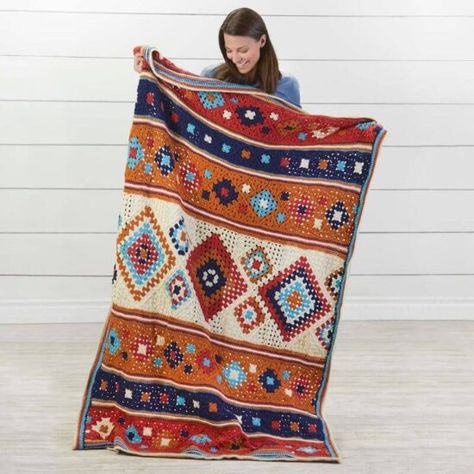 Crochet Navajo, Native American Crochet, Native American Crochet Patterns, American Crochet, Southwestern Design, Striped Blankets, Afghan Crochet, Afghan Patterns, Crochet Afghans