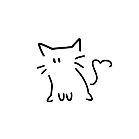 Cat Doodles Simple, Cute Drawings Cat, Cat Drawing Cute, Simple To Draw, Doodles Simple, Drawing Of A Cat, Cat Doodles, Drawing Rocks, Cat Drawing Tutorial