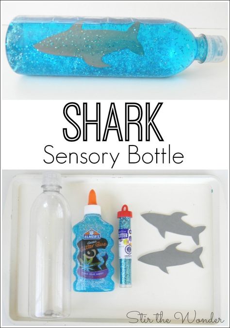 Shark Craft, Discovery Bottles, Sensory Bottle, Ocean Activities, Sensory Bottles, Daycare Activities, Ocean Crafts, Daycare Crafts, The Shark