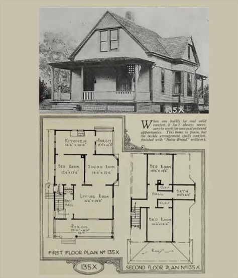 New Replica Historic House Plans - OldHouseGuy Blog Historic House Plans, Old House Plans, Historical House Plans, 3 Bedroom Home Floor Plans, Old House Design, Storybook Homes, Southern Living House Plans, Little House Plans, Modern Drawing