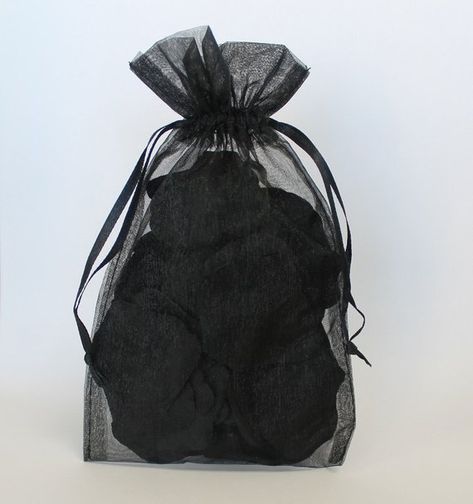 100 Black Organza Bags, Sheer Favor Bags, Organza Jewelry Bags, Wedding Favor Bags, Organza Favor Ba Rose Petal Candle, Silk Rose Petals, Red Rose Petals, Cd Cases, Dried Rose Petals, Wedding Favor Bags, Fabric Roses, Hershey Kisses, Freeze Dried