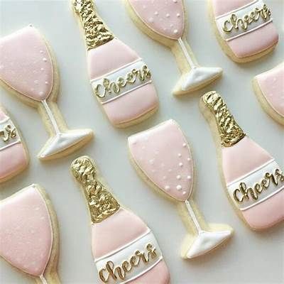 Wine Cookies, Bachelorette Cookies, Engagement Cookies, Bridal Cookies, Champagne Birthday, New Years Cookies, Bridal Shower Cookies, Bridal Shower Food, Krispy Kreme