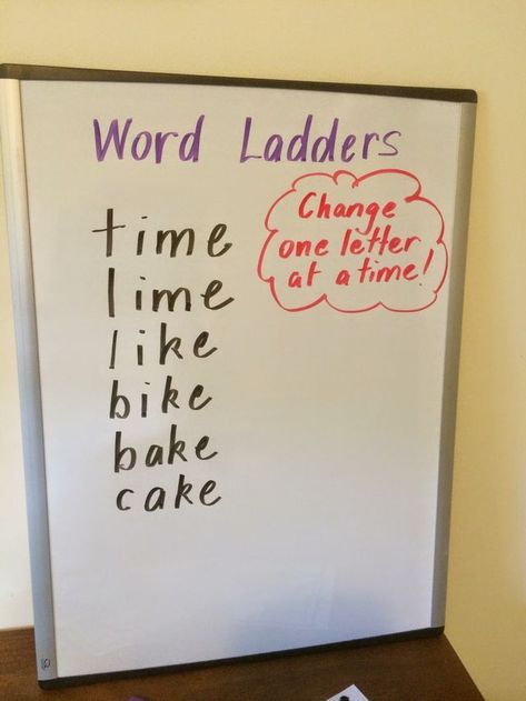 Word Ladders - Great Literacy Game! | Fun Games 4 Learning | Bloglovin’ Word Ladders First Grade, Challenge Activities, Relief Teaching Ideas, Activities Director, Word Ladders, Word Games For Kids, Therapeutic Recreation, Spelling Practice, Literacy Games