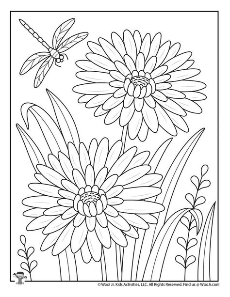 Spring Adult Coloring Pages | Woo! Jr. Kids Activities Flower Coloring Sheets, Coloring Pages For Grown Ups, Spring Coloring Pages, Bird Coloring Pages, Free Adult Coloring Pages, Coloring Pages For Boys, Printable Adult Coloring Pages, Flower Coloring Pages, Coloring Book Art