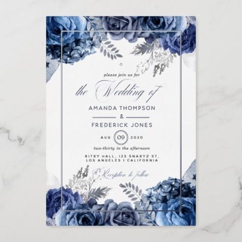 Navy and Silver Floral Wedding Foil Invitation $3.45 by partypeeps Peeps Art, Virtual Baby Shower Invitation, Confirmation Invitations, Silver Invitation, Boy Shower Invitations, Shopping Gifts, Virtual Baby Shower, Flower Wedding Invitation, Foil Invitations