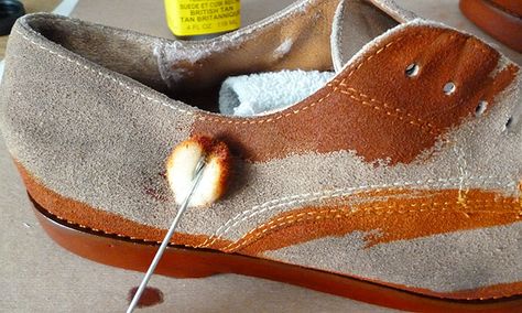 Now you can buy clearance suede and dye it! :)  Learn how to dye suede & Bring new life to lighter color suede that you want a darker color Boots Diy, How To Dye Shoes, White Leather Shoes, Shoes Hack, Shoes Diy, Leather Dye, Leather Conditioner, Your Shoes, Painted Shoes