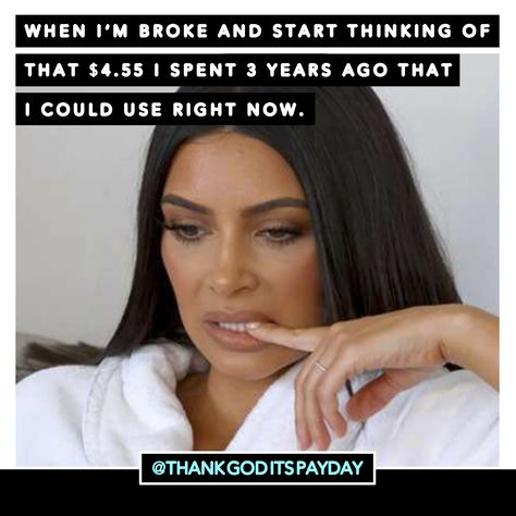 Sticking to a budget doesn't need to be boring . . . why not invest your time wisely with a daily dose of funny. money. memes? Follow us on Instagram @thankgoditspayday for EVEN MORE entertaining content . . . #funny #funnymemes #moneysavingtips K Meme, Kim K, Financial Independence, My Account, Kim Kardashian, Save Money, Motivational Quotes, Funny Memes, Money