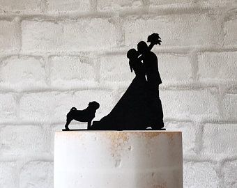 Pug wedding cake topper | Etsy Pug Wedding, Dachshund Wedding, Silhouette Wedding Cake, Wedding Cake Topper Silhouette, Cat Cake Topper, Personalized Wedding Decor, Cat Wedding, Couple Silhouette, Wedding Silhouette