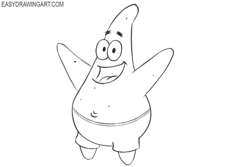 How to Draw Patrick Star | Easy Drawing Art Cute Patrick Star Drawing, Chalk Art Patrick Star, How To Draw Patrick Star Step By Step, Patrick Star Coloring Pages, Draw Patrick Star, Zoom Activities, Spongebob Friends, Magnet Drawing, Drawing Legs