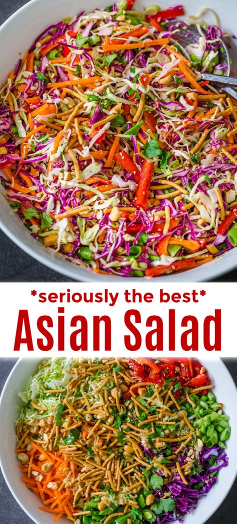 Best Asian Salad, Asian Style Salad, Asian Chopped Salad, Asian Salad Recipe, Chopped Salad Recipe, Asian Salad Dressing, Chopped Salad Recipes, Resep Salad, Superfood Salad