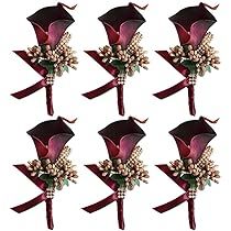 Silk Flower Corsage, Wine Red Wedding, Boutonnieres Prom, Calla Lily Flowers, Groomsmen Boutonniere, Wedding Themes Winter, Corsage Prom, Prom Flowers, Flower Corsage