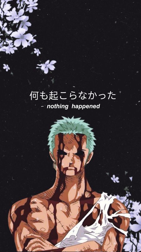 edited by sid_hurt_ Zoro Nothing Happened Wallpaper, Zoro Nothing Happened, One Oiece, Straw Hat Crew, Tshirt Artwork, Nothing Happened, One Piece Zoro, Zoro One Piece, Anime Backgrounds Wallpapers