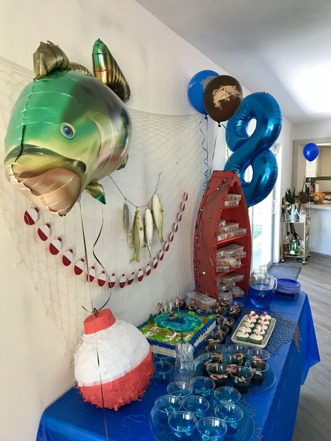 Fishing birthday party Fishing Birthday Party Boys, Maplestory 2, Camera Amazon, Fishing Theme Party, Fishing Themed Birthday Party, Baby Shower Fishing, Lake Party, Fishing Birthday Party, Fishing Party