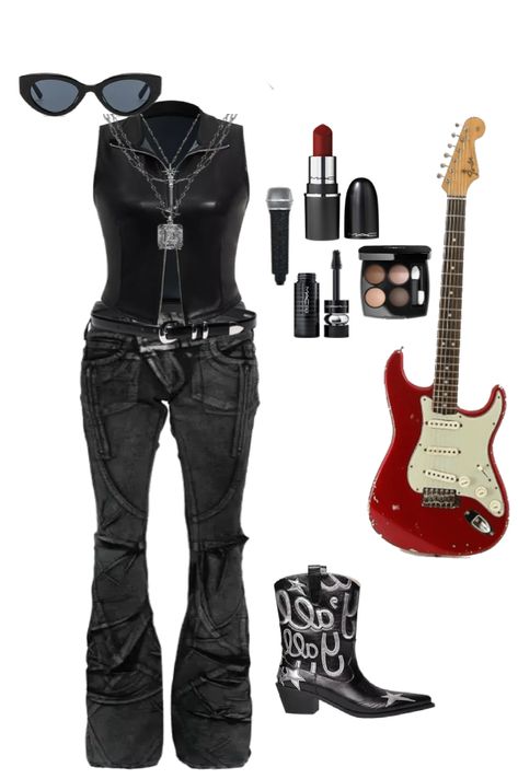 80s Fashion Rocker Women, Rock Star Gf Outfits, Rock Star Gf, 80s Fashion Rocker, Gf Outfits, Biker Chick Outfit, Rock Star Outfit, Boot Pulls, Outfits Polyvore