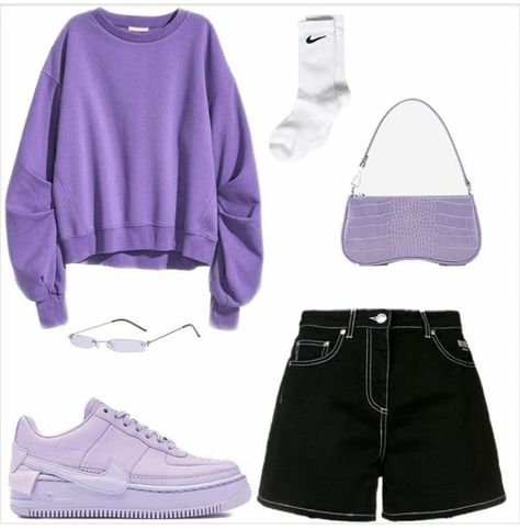 Black Purple Outfit Aesthetic, Violet Aesthetic Outfit, Purple Cute Outfits, Purple Style Outfit, Violet Outfit Aesthetic, Purple And White Outfits, Purple Outfits Ideas, Purple Outfits Aesthetic, Purple And Black Outfits