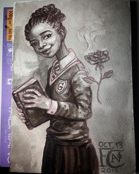 Art by @felicia_cano_art on Insta Angelina Johnson, Fred Weasley, Harry Potter Series, Wizarding World, Harry Potter, Make Up, Male Sketch, Fan Art, Fictional Characters