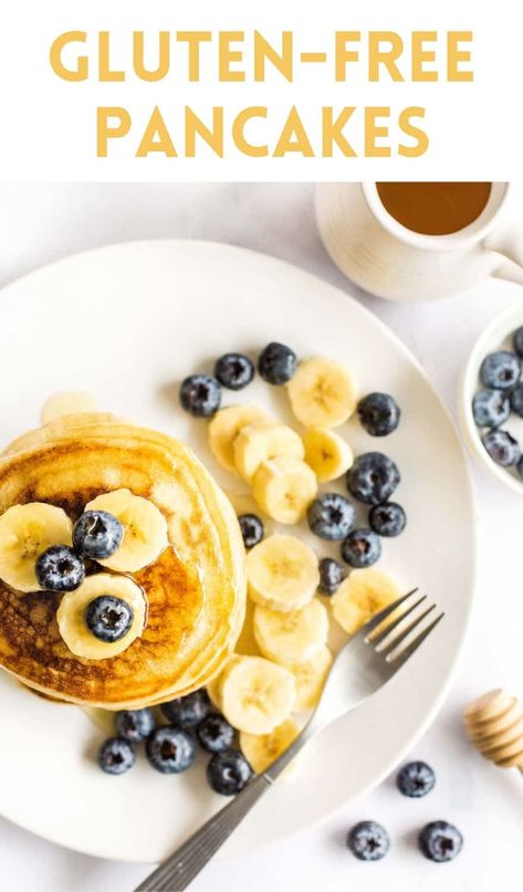 These foolproof fluffy gluten-free pancakes are what pancake dreams are made of. They're a cinch to make, and have the perfect light and airy texture that you'll surely love. Dairy-free as well. | gluten-free pancake recipe | gluten-free pancakes easy | healthy gluten-free pancakes | gluten free dairy free | breakfast ideas | breakfast brunch recipes | pancake recipes | homemade pancakes | how to make healthy pancakes | easy pancakes recipes | gluten free pancakes | gluten free recipes Dairy Free Breakfast Ideas, Gluten Free Dairy Free Pancakes, Charleston Birthday, Healthy Pancakes Easy, Gluten Free Pancakes Easy, Luxurious Breakfast, Fluffy Gluten Free Pancakes, Gluten Free Dairy Free Breakfast, Dairy Free Breakfast