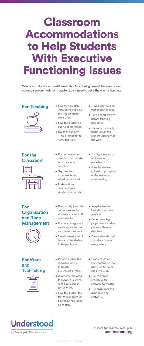 Accommodations to Help Your Child With Executive Functioning Issues - Understood Executive Functions, Executive Functioning Skills, Learning Differences, Learning Support, School Social Work, Instructional Strategies, Special Education Resources, Executive Functioning, School Psychologist