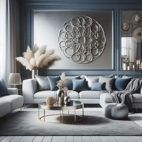 Blue and Grey Living Room Ideas Blue Black And Gray Living Room, Blue Grey And White Living Room, Blue And Silver Living Room Ideas, Slate Blue Couch, Navy Blue And Grey Living Room, Blue And Grey Living Room, Modern Living Room Blue, Blue Grey Living Room, Grey Living Room Ideas